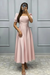 Blush Pink Square Neck A-Line Prom Dress with Short Sleeves