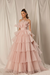 Blush Pink Strapless Mermaid Evening Gown with Layers and Sleeveless Design