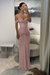Blushing Pink Sparkly Sequins Mermaid Prom Dress Spaghetti Straps Ruffles Evening Gowns