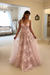 Blushing Pink A Line V Neck Lace Appliques Long Wedding Dresses Sleeveless