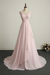 Blushing Pink Appliques V-Neck Lace-Up Chiffon Wedding Dresses - wedding dresses