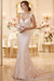 Blushing Pink Wedding Bridal Gowns Mermaid Queen Annie Neck Sleeveless Lace Bridal Gowns