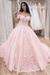 Blushing Pink Ball Gown Off the Shoulder with Lace Appliques Gorgeous Wedding Dress - Wedding Dresses