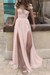 Blushing Pink Boho Wedding Dresses Chiffon Deep V Neck Short Sleeve Lace Appliqued Split Front Beach Bridal Gowns