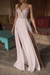 Blushing Pink Boho Wedding Dresses lace v neck Sleeveless Beaded Backless