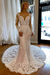 Blushing Pink Elegant Long Sleeves Mermaid Wedding Dress V-Neck Lace Bridal Dress