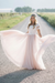 Blushing Pink Elegant Short Sleeves Lace Tulle Wedding Dresses - wedding dresses