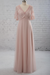 Blushing Pink Empire Waist V-neck Tulle A-line Wedding Dress
