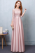 Blushing Pink Evening Dress Satin Prom Dress Lace Applique Wedding Guest Dresses Sash A Line Maxi Mother's Dress wedding guest dress