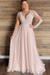 Blushing Pink Gorgeous V-Neck Long Sleeves Lace Ruffles Wedding Dresses - wedding dresses