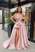 Blushing Pink Raven Feather Split Long Prom Gown