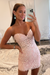 Blushing Pink Lace Sweetheart Tight Short Homecoming Dress