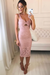 Blushing Pink Sexy Sheath Knee Length Homecoming Straps Lace Short Prom Dresses - Prom Dresses