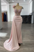 Blushing Pink Luxury Glitter Rinstones Mermaid Prom Dresses Sleeveless with Sweep Train - Prom Dresses