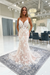 Chic Blushing Pink Mermaid Wedding Dress Tulle lace Appliques Bridal Gown wedding dresses