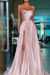 Blushing Pink Pleated A-Line One Shoulder Prom Dress Gown with Front Split - Prom Dresses
