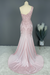 Blushing Pink Prom Dress: Long Party Mermaid Sequins Sleeveless One Shoulder