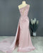 Blushing Pink Prom Dress: Long Party Mermaid Sequins Sleeveless One Shoulder