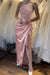 Blushing Pink Sleeveless Prom Dress with Sequins and High Slit