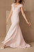 Blushing Pink Bridal Dress V-Neck Trumpet Mermaid Short Sleeves Zipper Back Wedding Dress
