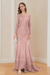 Blushing Pink Long-Sleeved Scoop Neck Mermaid/Trumpet Mother of the Bride Dress with Applique