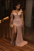 Blushing Pink Sequins Prom Dress Asymmetric Mermaid Evening Gown with Tassels