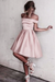 Blushing Pink Sexy Off the Shoulder Prom Simple Short Homecoming Dress - Prom Dresses