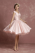 Blushing Pink Short Wedding Dresses Satin Vintage Princess Bridal Dress Knee Length Sleeveless Lace Edge Pleated Bridal Gown With Ribbon Bow