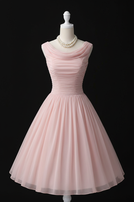 Blushing Pink Simple A Line Chiffon Short Prom Dresses tulle Homecoming Dresses
