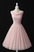 Blushing Pink Simple A Line Chiffon Short Prom Dresses tulle Homecoming Dresses