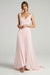 Blushing Pink Simple Wedding Dress A-Line V-Neck Sleeveless Backless Chiffon Bridal Dresses