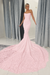 Blushing Pink  Strapless Mermaid Lace Appliques Sweetheart Wedding Dress Long Bridal Dress with Train - Wedding Dresses