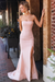 Blushing Pink Strapless Split Long Party Dress Sexy Simple Mermaid Prom Gown - Prom Dresses
