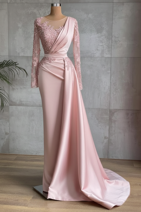 Blushing Pink Stunning One Shoulder Mermaid Evening Gown with Side Cape - Prom Dresses