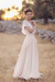 Blushing Pink V Neck Chiffon Boho Unique Cap Sleeves Beach Wedding Dress
