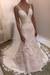 Blushing Pink V Neck Sheath Sleeveless Backless Charming Lace Wedding Dress - Wedding Dresses