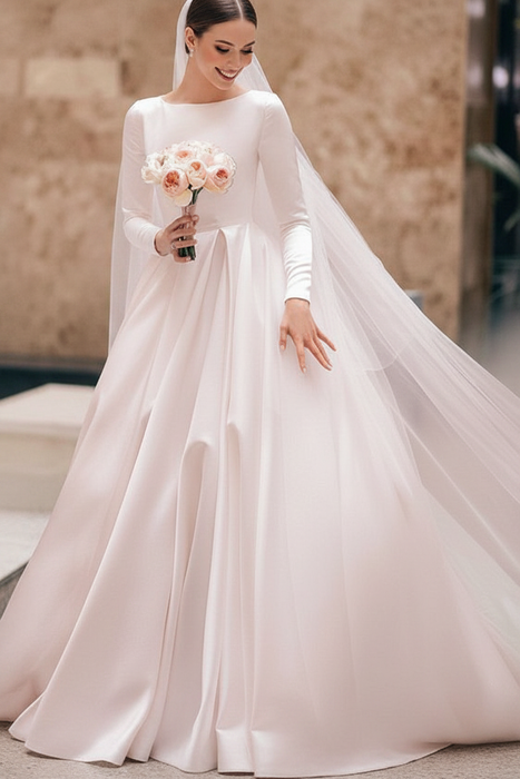 Blushing Pink Vintage Wedding Dress Jewel Neck Sleeveless Natural Waist Satin Fabric Chapel Train Pleated Traditional Dresses For Bride