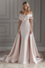 Blushing Pink Vintage Wedding Dress With Train Satin Off The Shoulder Wedding Dress Pleated Mermaid Bridal Gowns - Wedding Dresses