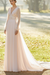 Blushing Pink Wedding Dresses With Court Train A Line Long Sleeves Lace V Neck Bridal Gowns