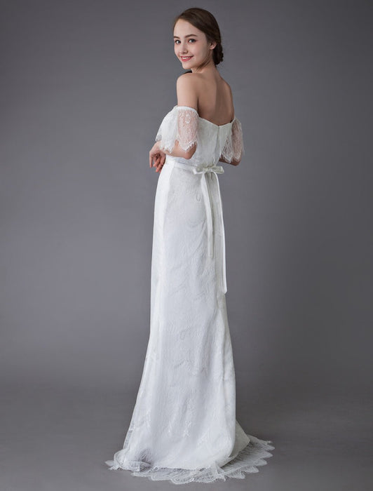 Lace Wedding Dresses Boho Off Shoulder Bridal Dress Summer Beach Wedding Gowns