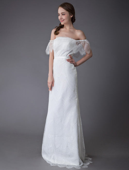 Lace Wedding Dresses Boho Off Shoulder Bridal Dress Summer Beach Wedding Gowns