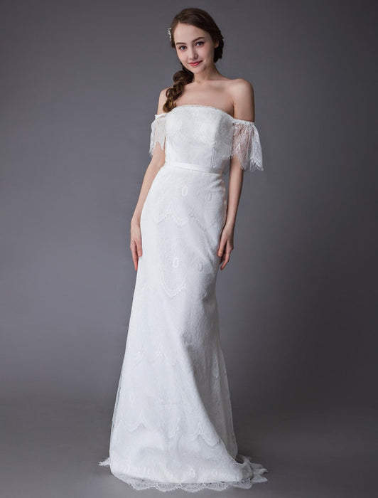 Lace Wedding Dresses Boho Off Shoulder Bridal Dress Summer Beach Wedding Gowns