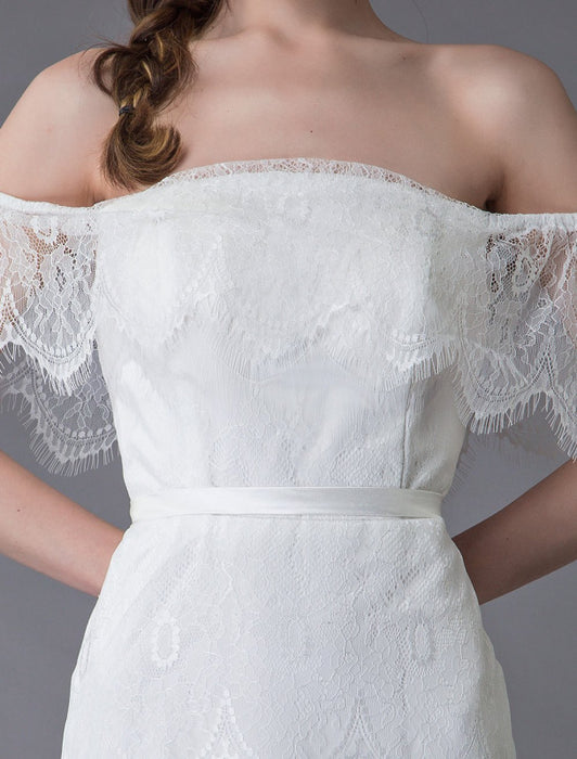 Lace Wedding Dresses Boho Off Shoulder Bridal Dress Summer Beach Wedding Gowns