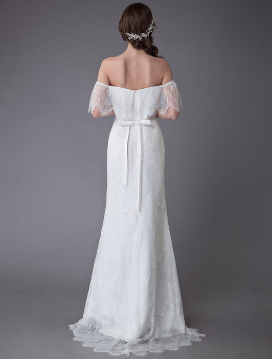 Lace Wedding Dresses Boho Off Shoulder Bridal Dress Summer Beach Wedding Gowns