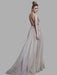 Boho Wedding Dress 2021 A Line Deep V Neck Sleeveless Straps Split Front Floor Length Prom Dresses
