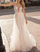 Boho Wedding Dress 2021 A Line V Neck Straps Sleeveless Tulle Beach Bridal Gowns