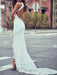 Boho Wedding Dress Mermaid High Cpllar Halter Sleeveless With Train Split Lace Bridal Dress