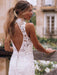 Boho Wedding Dress 2021 Sheath High Neck Sleeveless Floor Length Bridal Gown