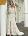 Boho Wedding Dress V Neck Sleeveless Natural Waist Lace Bridal Gowns With Train