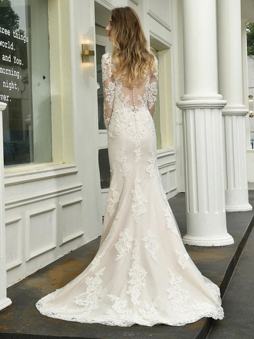Boho Wedding Dress V Neck Sleeveless Natural Waist Lace Bridal Gowns With Train